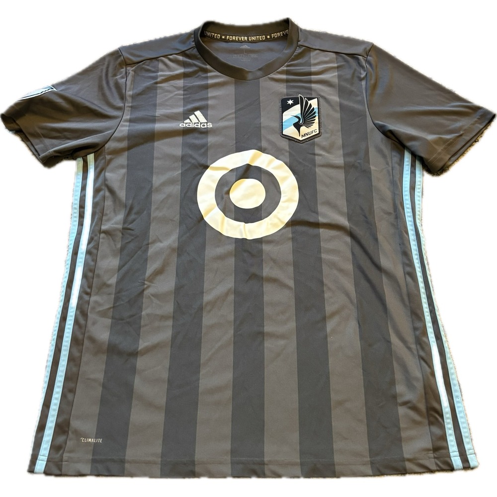 Adidas Minnesota United FC 2018 Grey Striped MLS Soccer Jersey Mens Large CW3536